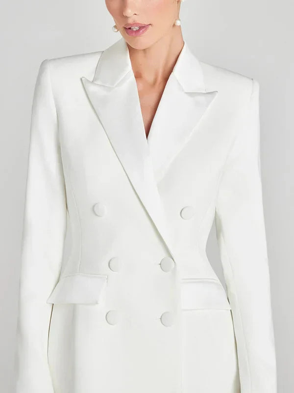 Sofia | Blazer Bianco Doppiopetto in Raso