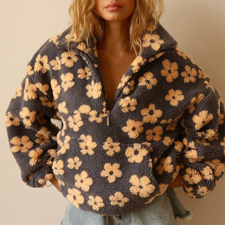 Chloé | Felpa in Pile Boho con Stampa Floreale