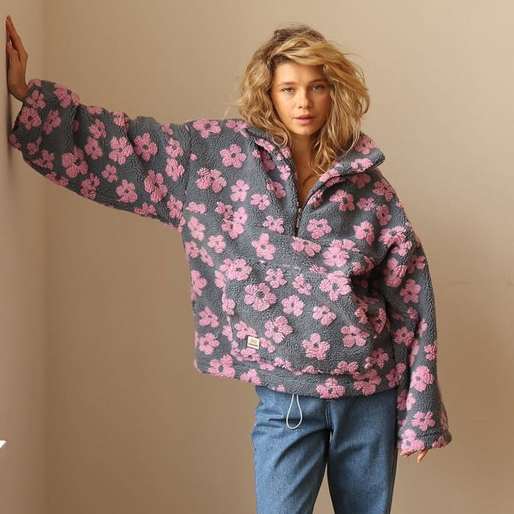 Chloé | Felpa in Pile Boho con Stampa Floreale