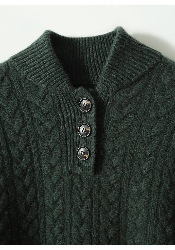 Carla | Maglione in Maglia Intrecciata con Bottoni